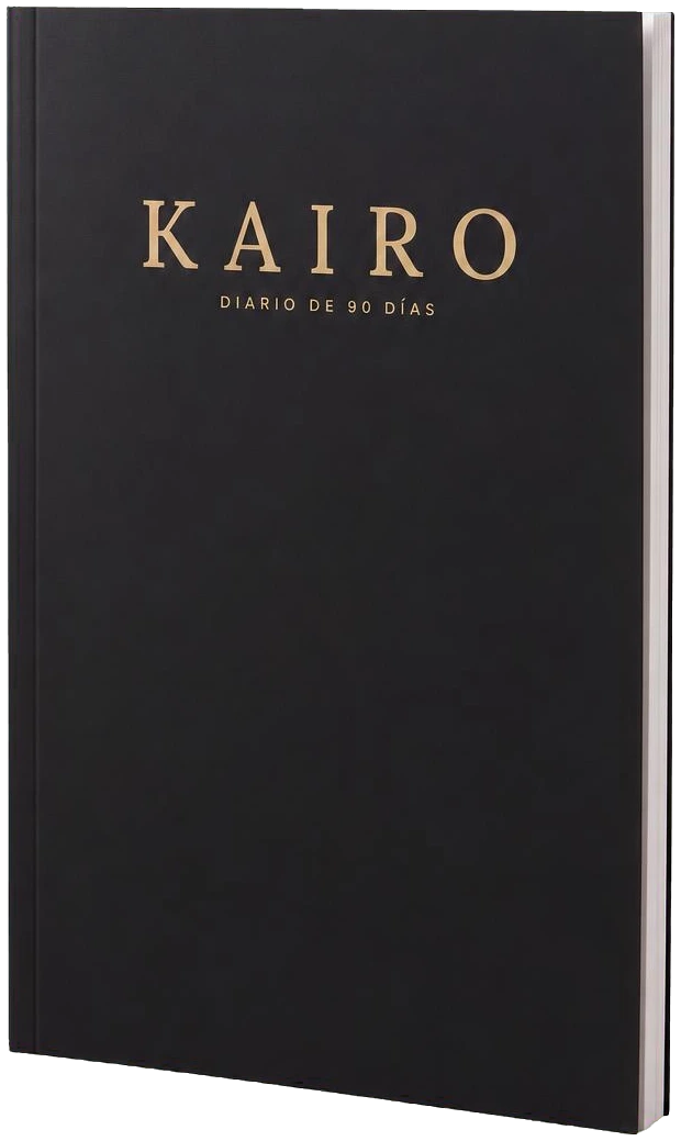 Diario Kairo de 90 días, con tapa negra mate y letras doradas