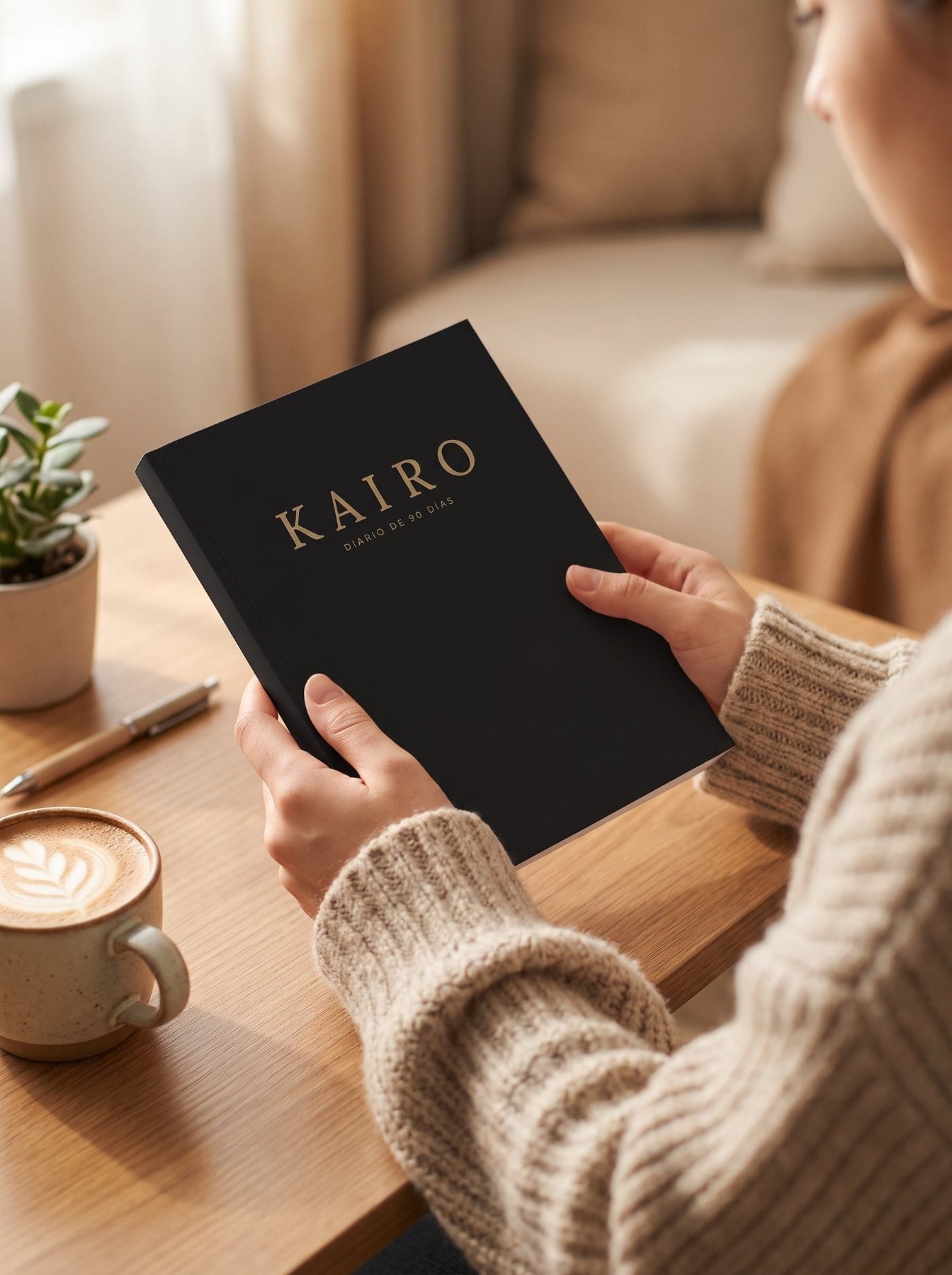 Una persona sostiene el Diario Kairo de 90 días